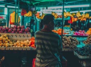 man facing food stall at Penang Night Market