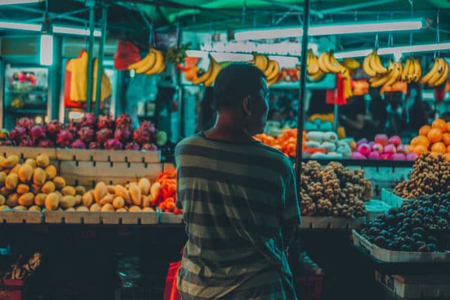 man facing food stall at Penang Night Market