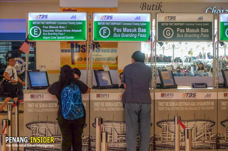 Kuala Lumpur to Penang bus ticket online counters at TBS station