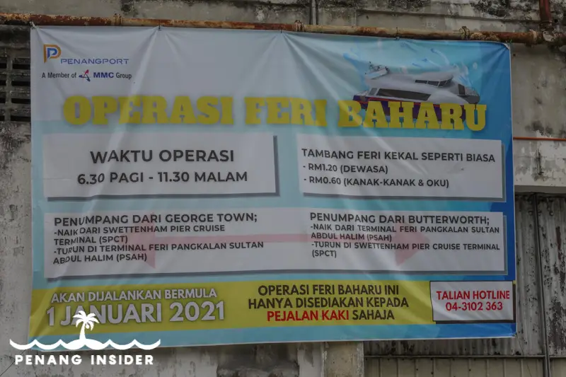 The latest advice on operating hours for the new catamarans shuttling between George Town's Sweethenam Pier and Butterworth