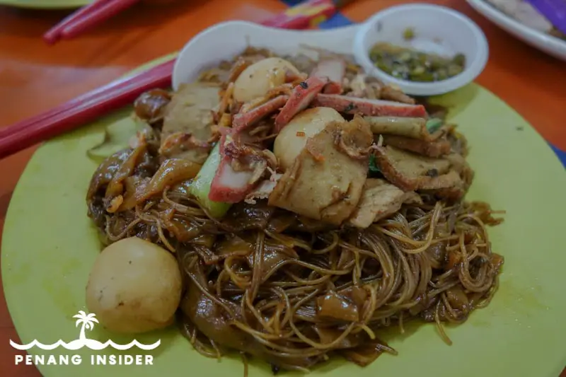 Larut Matang Hawker center stall 78's plate of fishball char koay teow