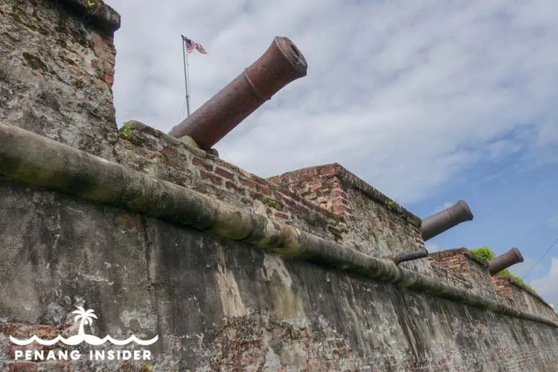 Cannons on the walls of Fort Cornwallis in Penang