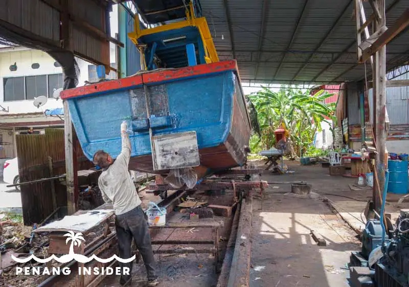 A fiberglass boat workshop in Kuala Kurau Perak Malaysia