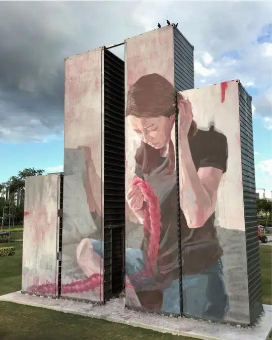 "Connection" by Caryn Koh, the container mural art at Aspen Vision City near Batu Kawan