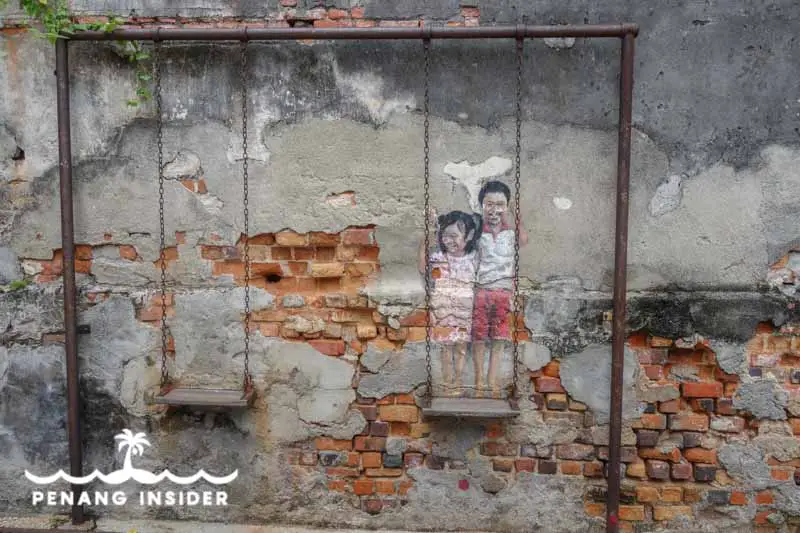 Penang Street Art Children on a Swing