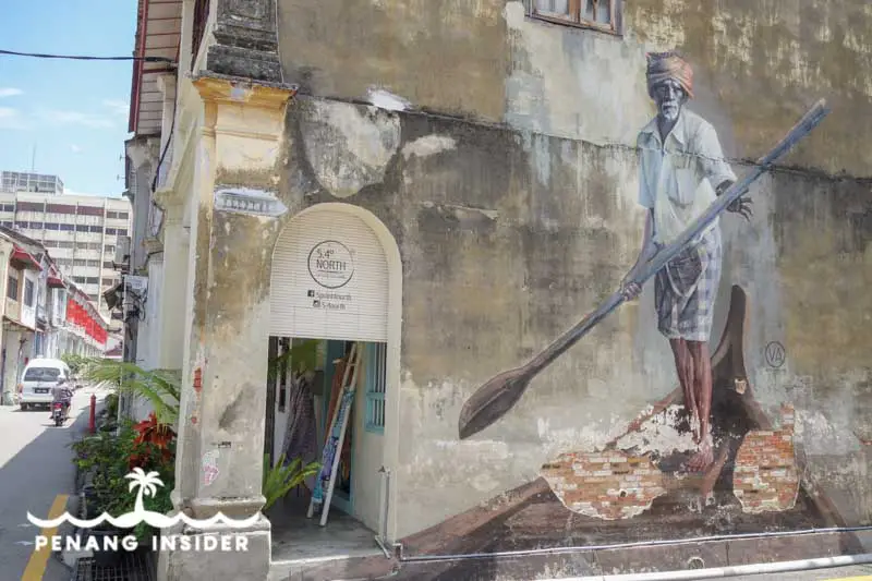 Penang Street Art Indian Boatman by Julia Volchkova