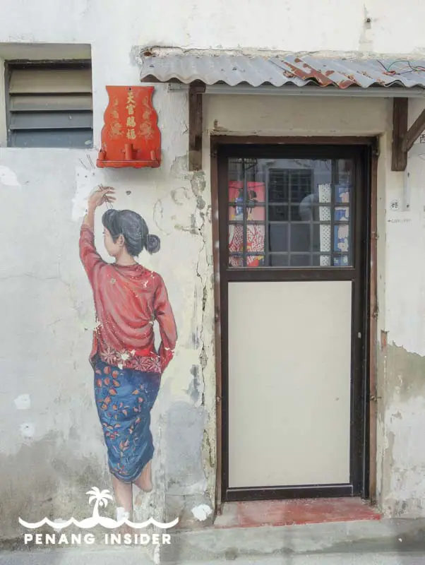 Penang Street Art Woman with Joss Stick