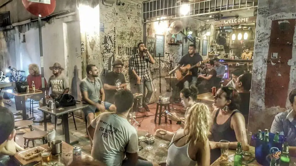 crowd at Mike's Place bar in Penang