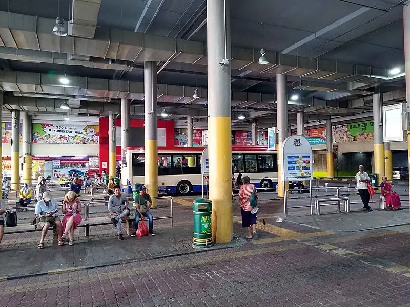 KOMTAR Bus station in Penang george town with passengers
