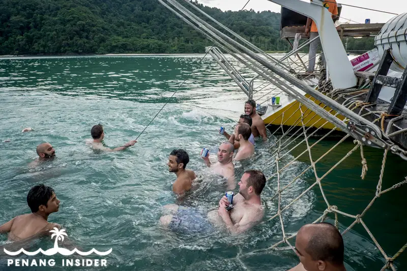 salt water jacuzzi during a Langkawi sunset cruise