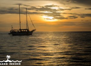 Yacht sailing against the sun in a Langkawi sunset cruise