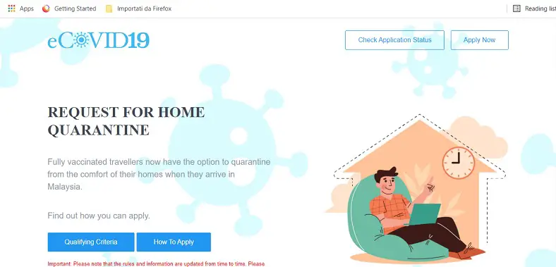 Malaysia Home Quaranatine official website