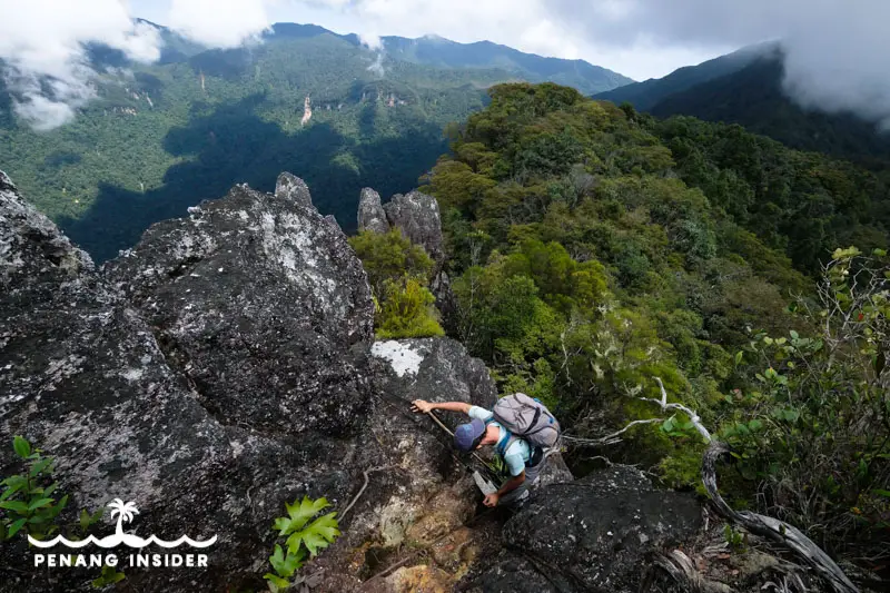 Marco Ferrarese climbs down Gunung Reskit to Gunung Tahan