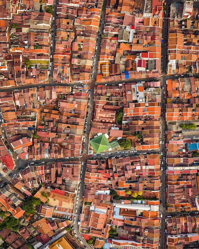 Drone view of houses in Malaysia