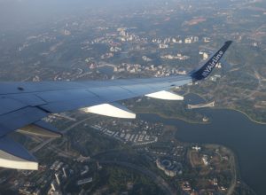 MYAirline plane flies over Putrajaya Malaysia